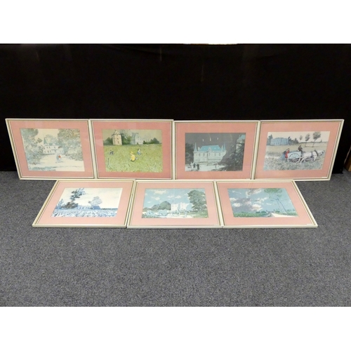 547 - 7 Framed and Glazed Coloured Prints of Ch. Cheval Blanc and others