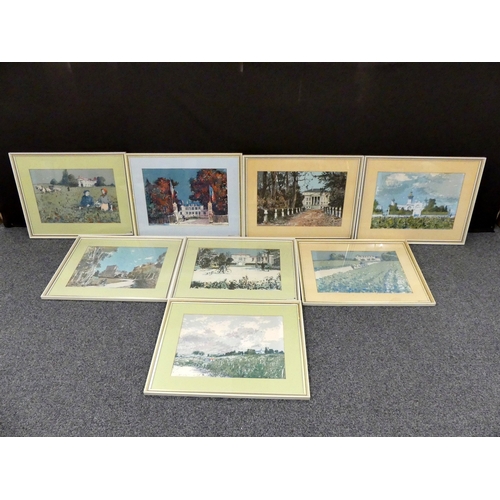 548 - 8 Framed and Glazed Coloured Prints of Ch. D'Yquem and others