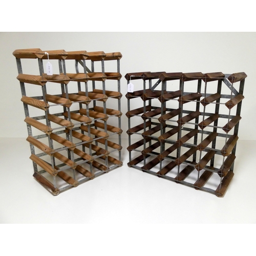 557 - A 30 bt (5 x 6) Wood & Metal Wine Rack A 28 bt (4 x 7) Wood & Metal Wine Rack Above 2 wine racks