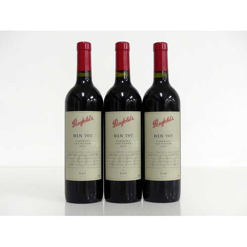 566 - 3 bts Penfolds Bin 707 Cabernet Sauvignon 2013 i.n