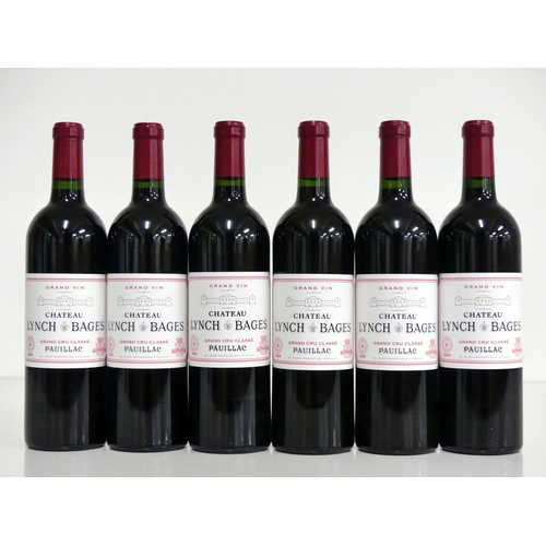 581 - 6 bts Ch. Lynch-Bages 2008 owc Pauillac Grand Cru Classé 3 hf, 3 hf/i.n