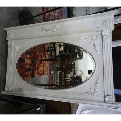 1175 - White painted overmantel mirror with moulded frame and another mirror (2)