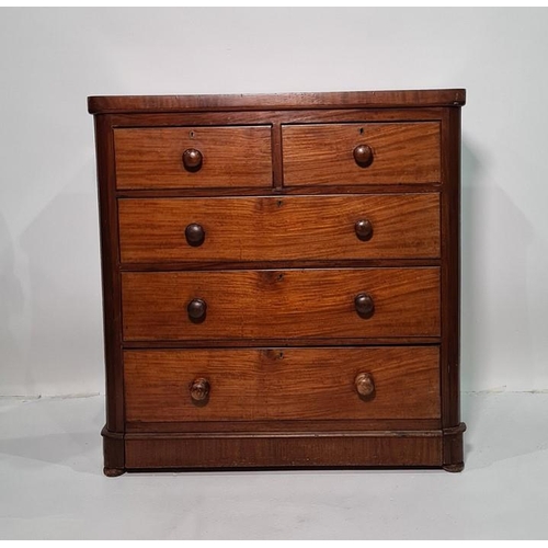 1181 - Late 19th/early 20th century chest of two short over three long drawers, on plinth base, 100cm x 103... 