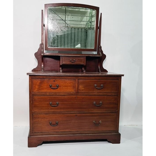 1183 - Early 20th century mahogany dressing chest with mirrored superstructure above two short and two long... 