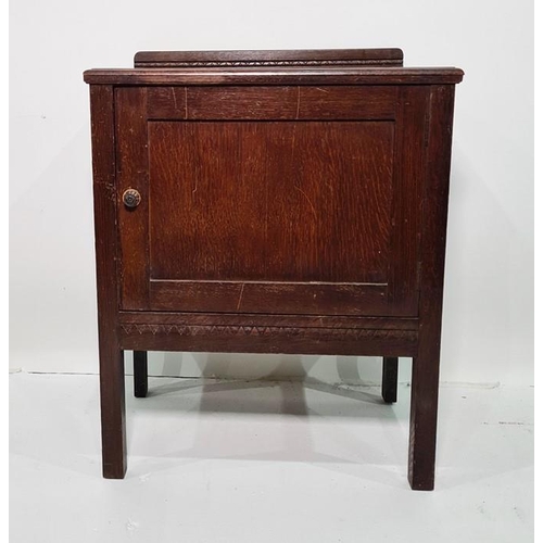 1191 - Early 20th century oak single door pot cupboard on square section supports, 62cm x 76cm