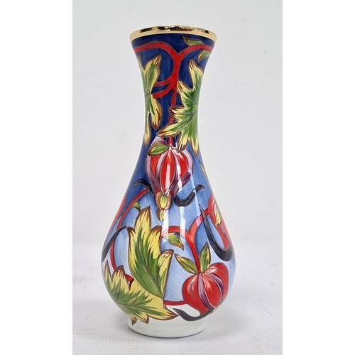 157 - Moorcroft enamel miniature vase, decorated with fuschia, baluster shape, initialled RDR to base, dat... 