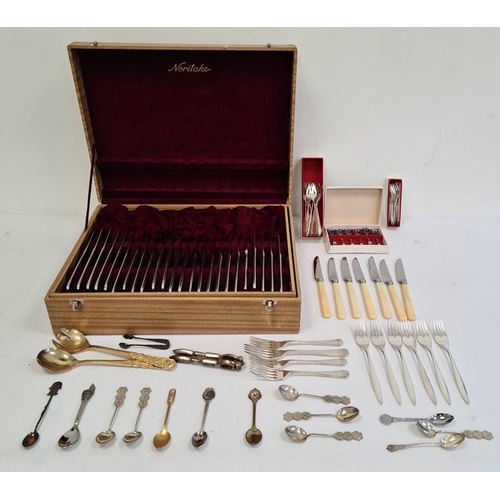 173 - Boxed canteen of stainless steel cutlery together with a box comprising a collection of boxed EPNS f... 