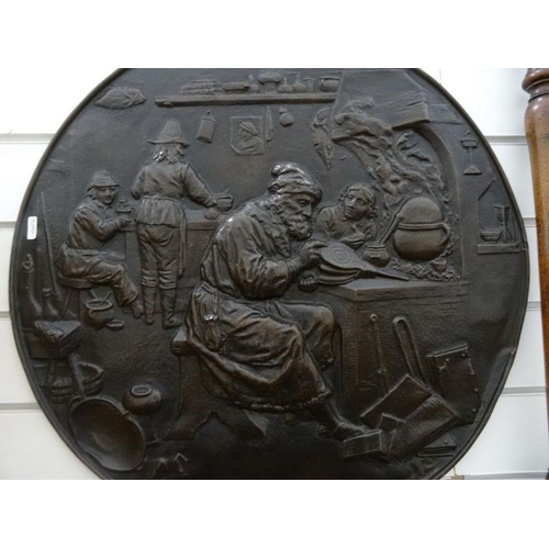 188 - Wall plaques of bronze effect relief,  depicting 18th century gentlemen playing musical instruments ... 