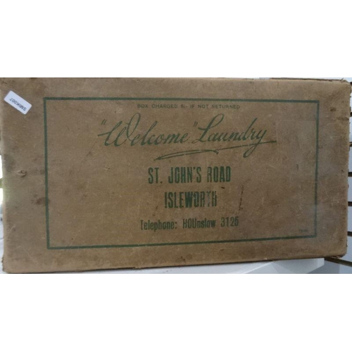 193 - Vintage cardboard laundry box printed from Isleworth (af)