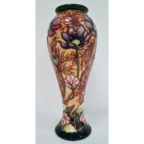 21 - Moorcroft vase, cream ground with anemones and convulvulus, initialled ‘LB’, dated 2000, 27.5cm high... 