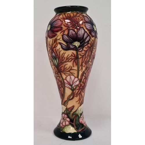 21 - Moorcroft vase, cream ground with anemones and convulvulus, initialled ‘LB’, dated 2000, 27.5cm high... 