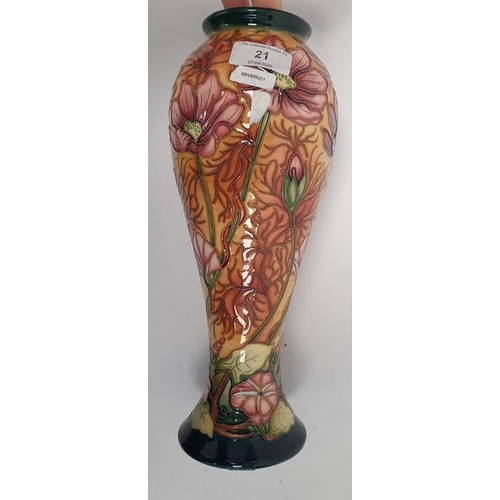 21 - Moorcroft vase, cream ground with anemones and convulvulus, initialled ‘LB’, dated 2000, 27.5cm high... 