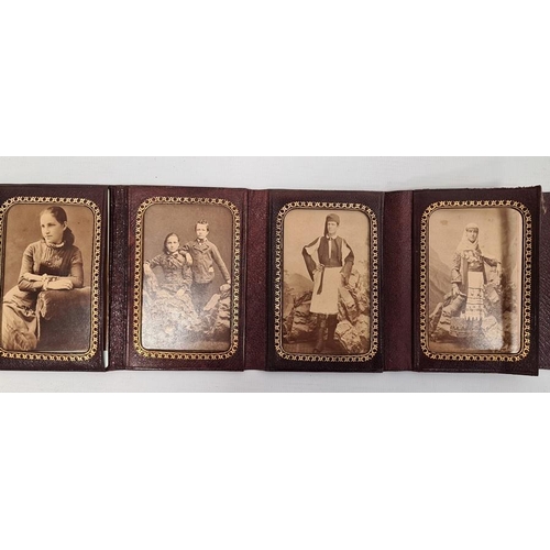 239 - Collectors items to include morocco photograph wallet of figures in traditional country dress, two m... 