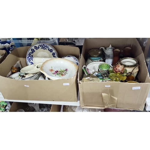 274 - Quantity of assorted ceramics including Noritake-style, ceramic biscuit barrels with metal mounts, e... 