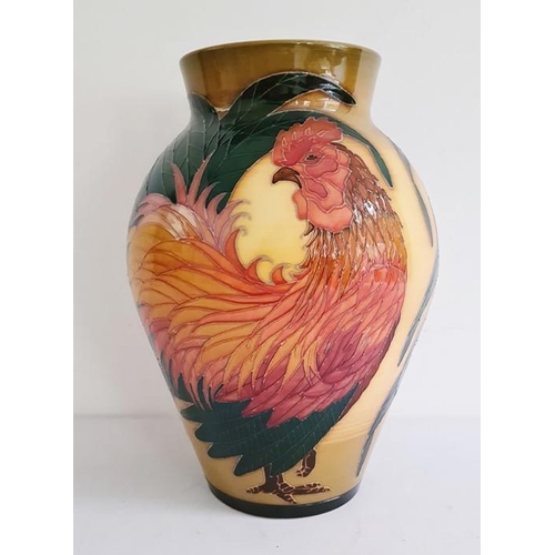 32 - Dennis Chinaworks large vase designed by Sally Tuffin, ‘Cockerel’, decorated with roosters, signed ‘... 