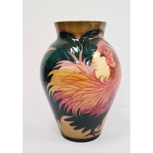 32 - Dennis Chinaworks large vase designed by Sally Tuffin, ‘Cockerel’, decorated with roosters, signed ‘... 