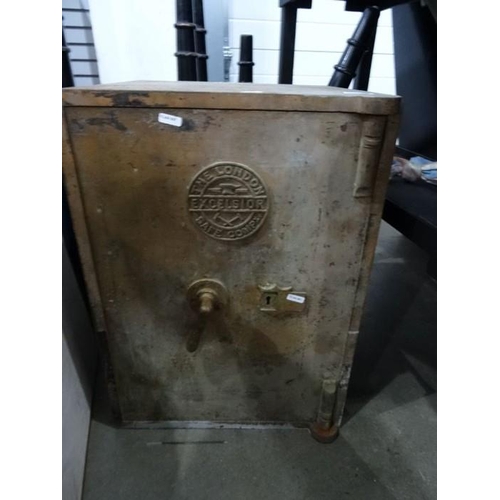 348 - Cast iron safe, the plaque to front door marked 'The London Excelsior Safe Company', 41cm x 56cm