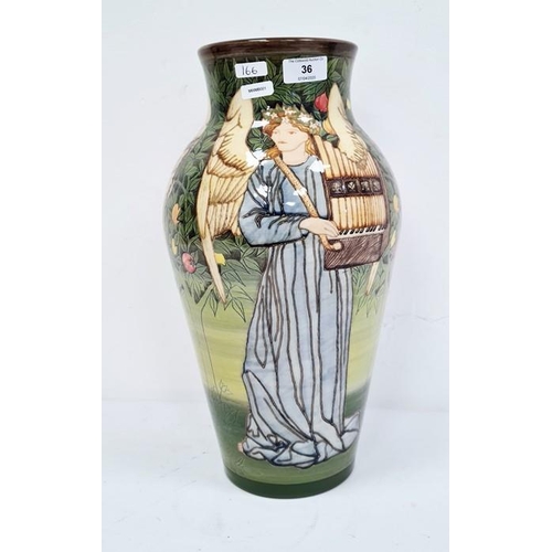 36 - Rare Dennis Chinaworks vase by Sally Tuffin, William Morris Angel, decorated with angels playing har... 