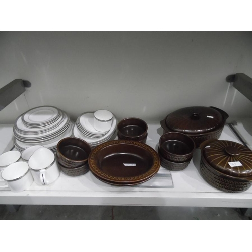 36B - Royal Worcester porcelain part dinner service 'Corinth Platinum' pattern and a small quantity of Wed... 