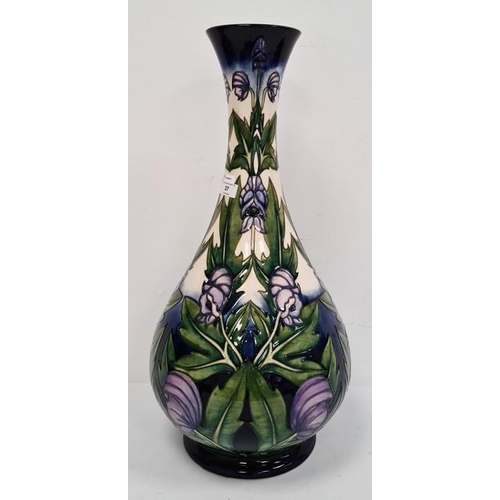 37 - Tall Moorcroft 'Wolfsbane' vase of baluster form decorated with purple flower, marked to base 'Anji ... 