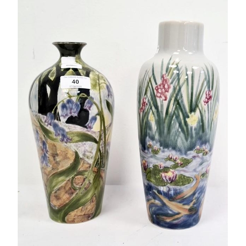 40 - Two Cobridge vases, one with pond decoration, the other with woodland decoration (2)