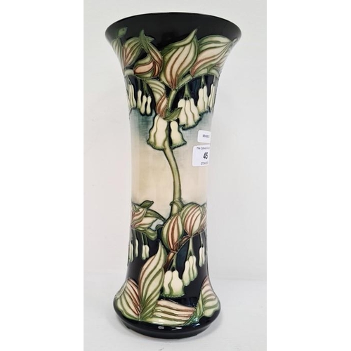 45 - Moorcroft vase, waisted, yellow ground decorated with white Solomon's Seal flowers, signed ‘Rachel B... 