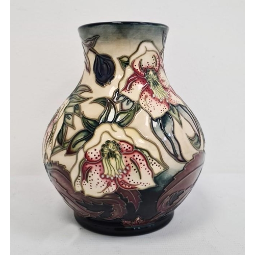 56 - Moorcroft baluster-shaped vase (seconds), cream ground decorated with lilies, date cypher for 2000, ... 