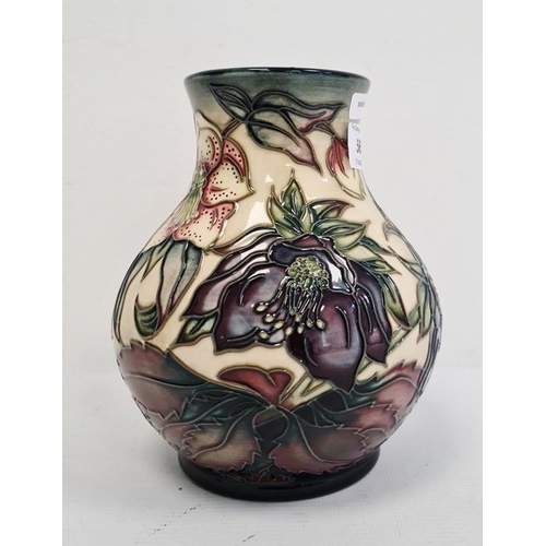 56 - Moorcroft baluster-shaped vase (seconds), cream ground decorated with lilies, date cypher for 2000, ... 