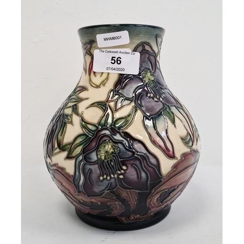 56 - Moorcroft baluster-shaped vase (seconds), cream ground decorated with lilies, date cypher for 2000, ... 