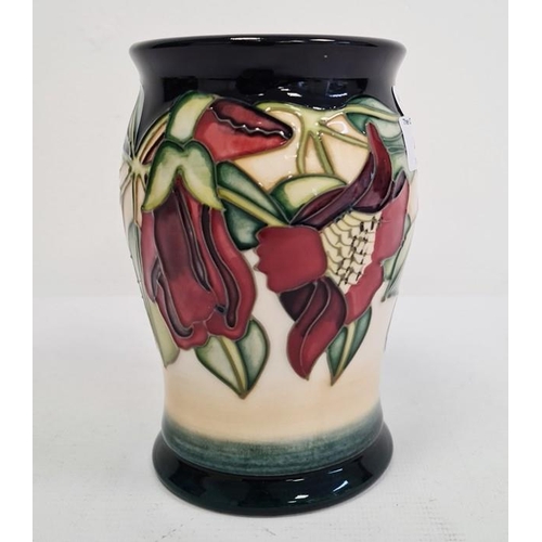 65 - Moorcroft vase by Nicola Slaney, cream ground decorated with pink flowers, signed ‘N.Slaney to base,... 