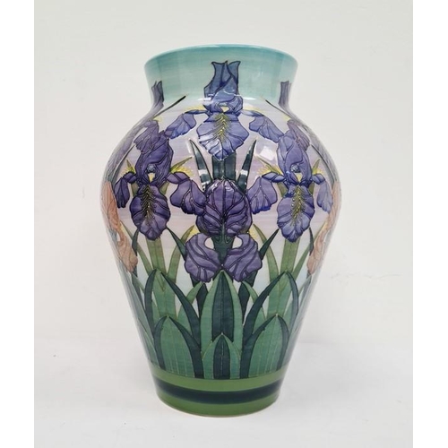 78 - Dennis Chinaworks earthenware vase designed by Tuffin, ovoid, pale blue ground and decorated with be... 