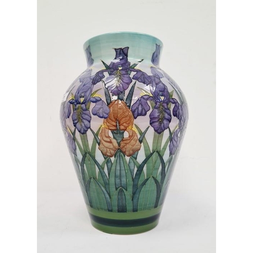 78 - Dennis Chinaworks earthenware vase designed by Tuffin, ovoid, pale blue ground and decorated with be... 