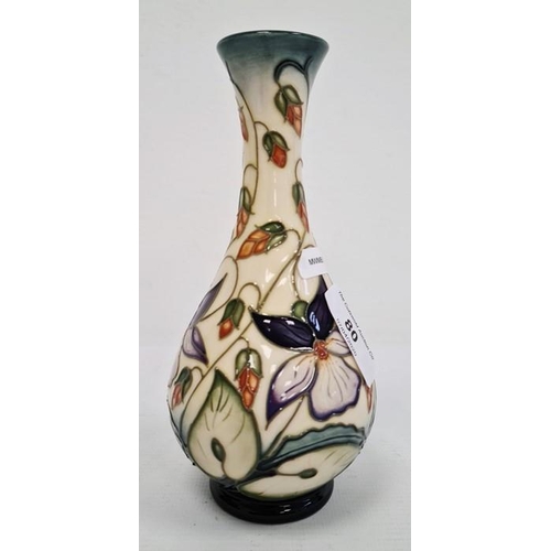 80 - Moorcroft pottery baluster vase by R Bishop, cream ground with allover periwinkle decoration, dated ... 