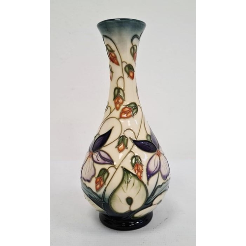 80 - Moorcroft pottery baluster vase by R Bishop, cream ground with allover periwinkle decoration, dated ... 