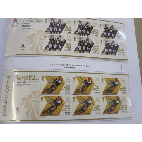 146 - Four volumes of GB stamp collection in SG printed albums from 1840 1d black to 2012 Olympic gold med... 