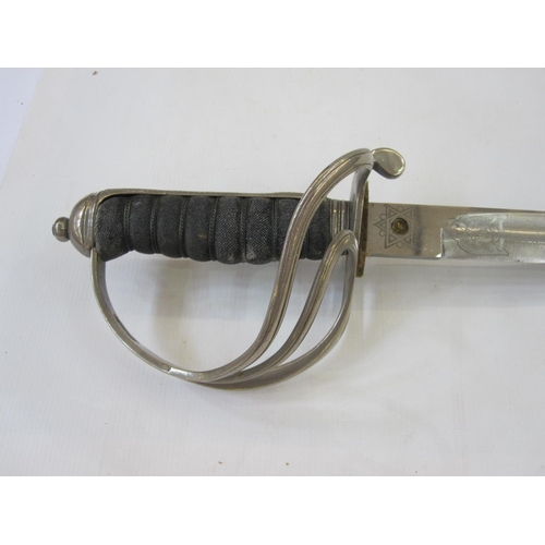 192 - George V Royal Artillery Officers sword with engraved decoration and scabbard