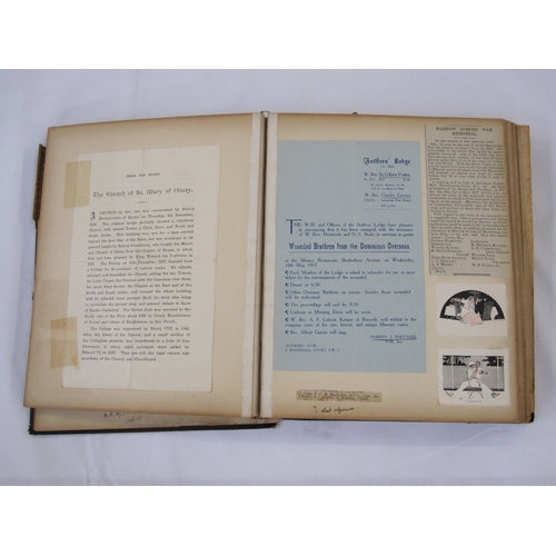 208 - Early 20th century album containing menus, receipts, school programmes and other items from around t... 