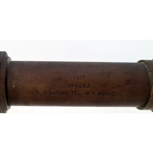 181 - WW1 Watson and sons, London, brass telescopic sight, 1916, No. 4683 Mark III