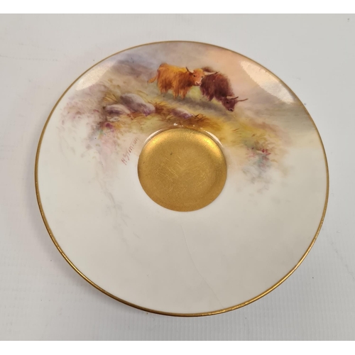 106 - Royal Worcester demi-tasse and saucer, printed puce marks, printed date code for 1926, painted by H ... 