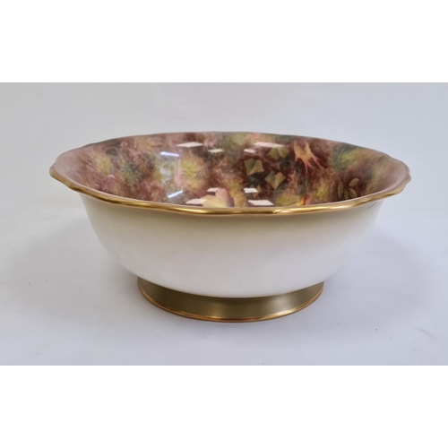 122 - Royal Worcester fruit painted bowl by H. Ayrton, printed black marks, 20th century, painted with rip... 