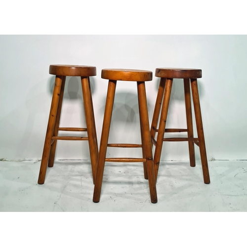 1402 - Three pine bar stools (3)