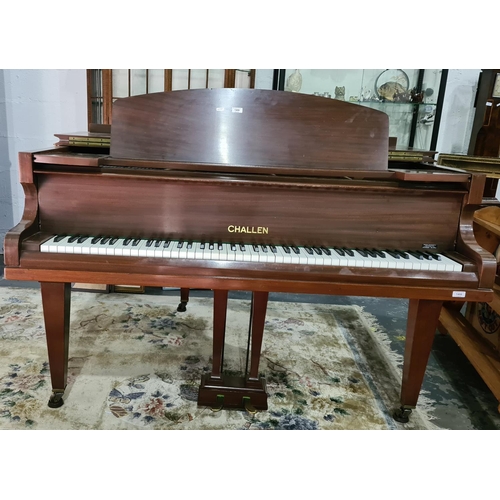 1408 - Challen mahogany baby grand pianoforte 142 wide x 126 deep