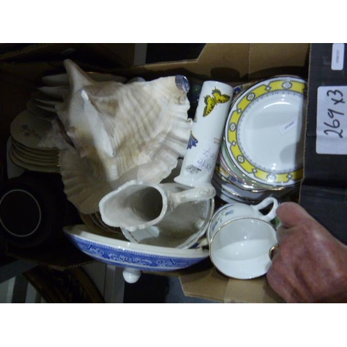 269 - Quantity of ceramics including a Royal Albert part tea set 'Gossamer', a large conch shell, Burslemw... 