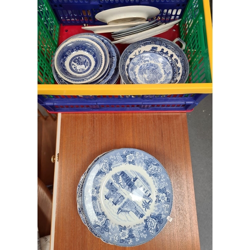 32 - Quantity of blue Denmark and other blue transfer-printed pottery and porcelain