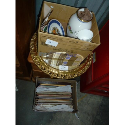 369 - Circular bevelled mirror within a gilt frame (modern), assorted ceramics to include The Chelsea Flow... 