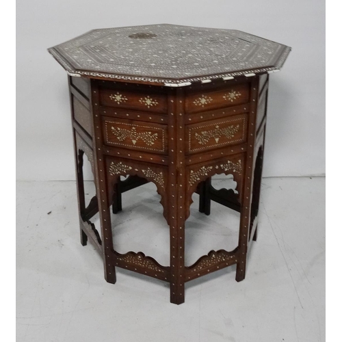 1360 - 19th century Anglo-Indian ivory inlaid octagonal hardwood centre table, the intricately inlaid top o... 