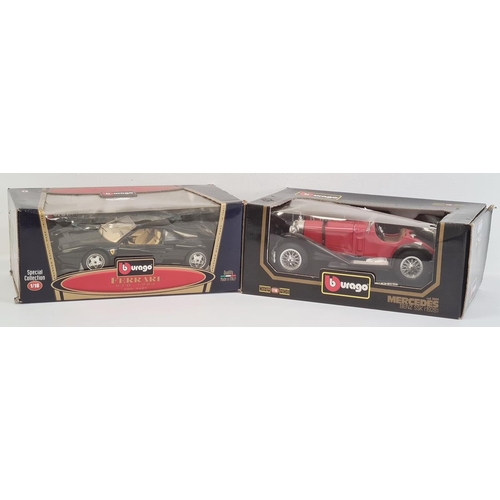 189 - Burago Mercedes Benz SSK 1928, boxed and a Burago Ferrari, boxed (2)