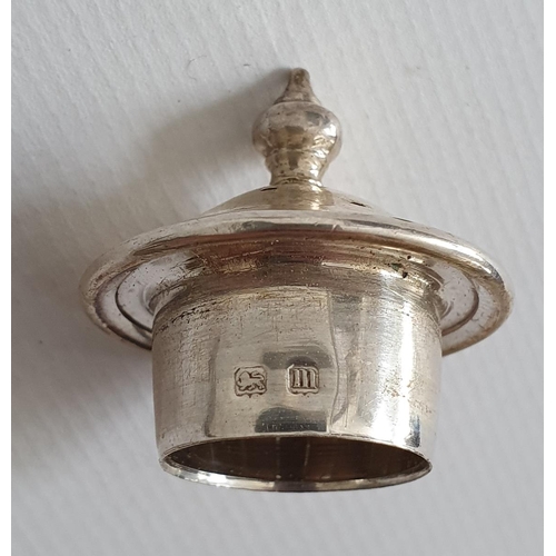 454 - Scottish silver silver miniature sifter Glasgow 1835 (dented), a silver salt (missing glass) and a 1... 