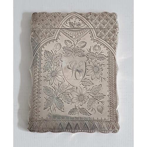 465 - Victorian silver rectangular card case, floral engraved decoration, Birmingham 1896, makers H&T