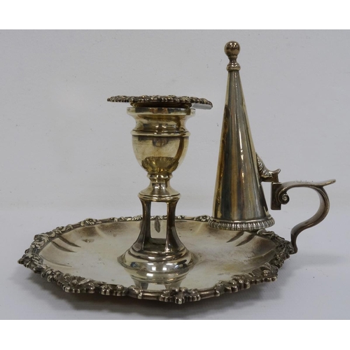 489 - George IV silver chamberstick with floral relief decoration, London 1826, makers Rebecca Emes and Ed... 